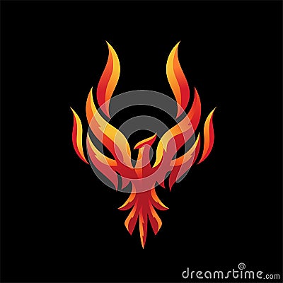 Elegant stylized phoenix bird vector Vector Illustration