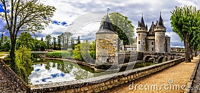 Elegant Sully-sur- Loire castle,France. Stock Photo