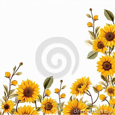 Elegant Sunflower Frame Framed Serenity Stock Photo