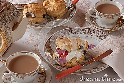 Elegant Tea and Scones Stock Photo