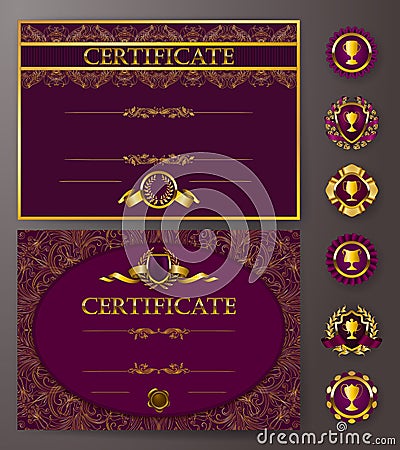 Elegant template of certificate, diploma Vector Illustration