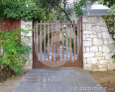 Elegant traditional house entrance, Athens Greece Stock Photo