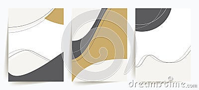 Elegant, trendy abstract shapes backgrounds. Minimal cover design templates. Set of 3 minimalist, abstract designs. Vector Illustration