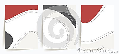 Elegant, trendy abstract shapes backgrounds. Minimal cover design templates. Set of 3 minimalist, abstract designs. Vector Illustration