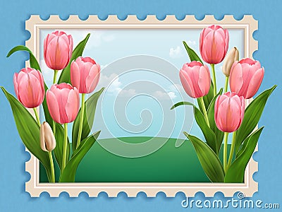 Elegant Tulip bed Vector Illustration