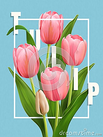 Elegant Tulip poster Cartoon Illustration