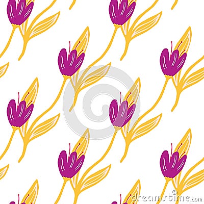 Elegant tulip seamless pattern isolated on white background Vector Illustration