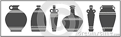 Elegant vases silhouettes on white background Vector Illustration