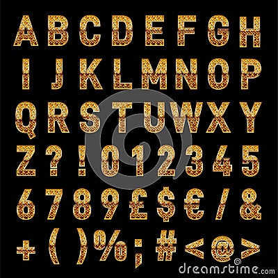 Elegant Gold Vector Alphabet Letters And Numbers Download Stock Photo