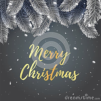 Elegant vector christmas illustation background with fir-tree branches. Merry christmass poster. Happy New Year banner Vector Illustration