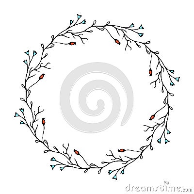 Elegant botanical wreath Vector Illustration