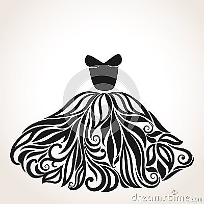 Elegant vector silhouette of isolated beautiful back dress Stock Photo