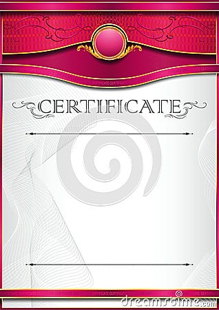 An elegant vertical blank form for creating certificates. With blue roses on a white background. Stock Photo