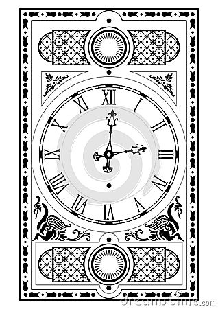 Elegant victorian clock Vector Illustration