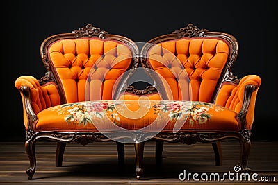 Elegant Vintage Sofa - Stylish Retro Couch - Ideal for Cozy and Chic Interior Decor Stock Photo