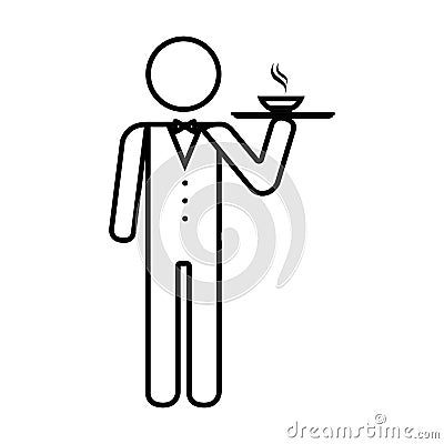 elegant waiter character icon Cartoon Illustration