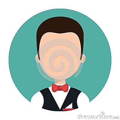 elegant waiter character icon Cartoon Illustration