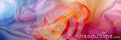 Elegant waves of silk in an array of pastel colors flow gracefully, creating a visual feast of soft textures Stock Photo