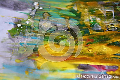 Gold silver waxy sparkling painting contrasts abstract background Stock Photo