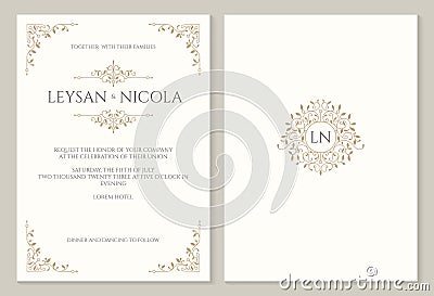 Elegant wedding invitation. Classic graphic elements Vector Illustration