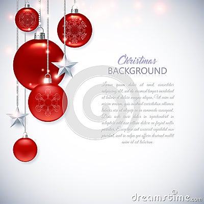 Elegant white Christmas background with frosted and glossy red C Stock Photo