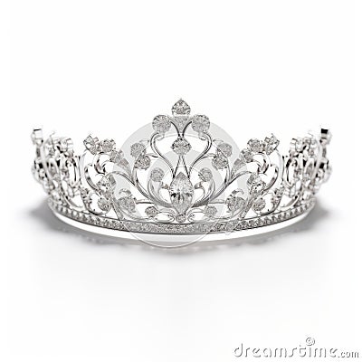 Elegant White Gold Tiara With Diamond Halo Design Stock Photo