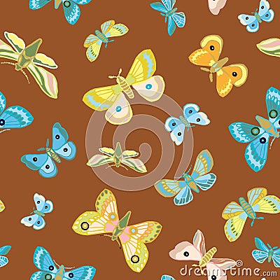 Elegant wildlife moth butterfly pattern. Vector Illustration