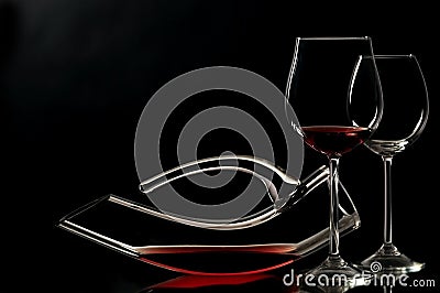 Elegant wineglass and decanter Stock Photo