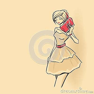 Elegant woman with clutch Vector Illustration