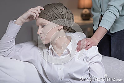 Elegant woman having breast cancer Stock Photo