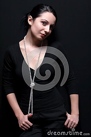 Elegant woman with pearls Stock Photo