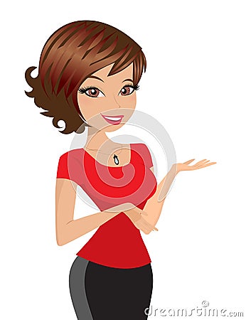 Elegant Woman Presenting Vector Illustration