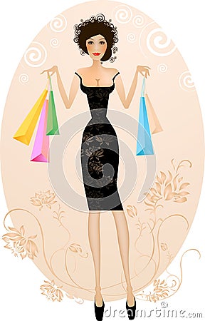 Elegant woman with purchase ba Stock Photo