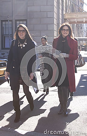 Elegant women crossing the street in New York Editorial Stock Photo