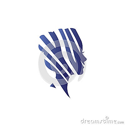 Elegant Women`s facial profile. Vector symbol of human head. Vector Illustration