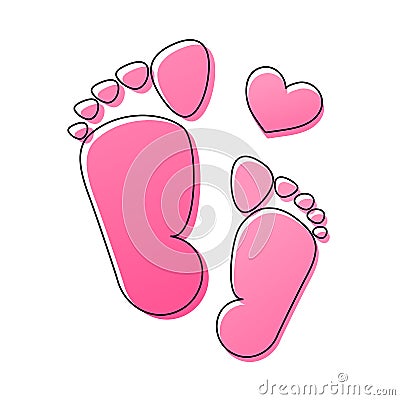 Elegant Women s Feet Foot Fetish Logo. Pink Color Vector Illustration