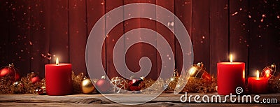Elegant Xmas banner with beautiful Christmas candles Editorial Stock Photo