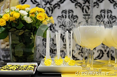 Elegant yellow and black sweet table Stock Photo