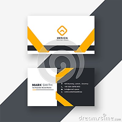 Elegant yellow business card template Vector Illustration