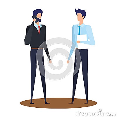 elegant young businessmen using smartphone Cartoon Illustration