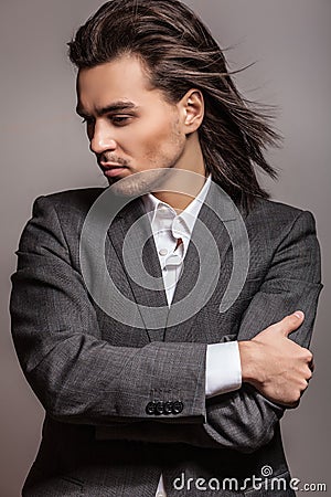 Elegant young handsome man. Studio fashion portrait. Stock Photo