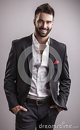 Elegant young handsome man. Studio fashion portrait. Stock Photo