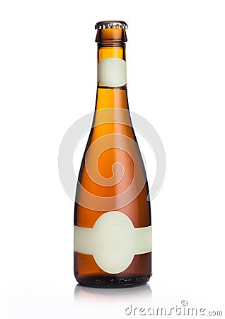 Elegnat slim bottle of lager craft beer with label Stock Photo