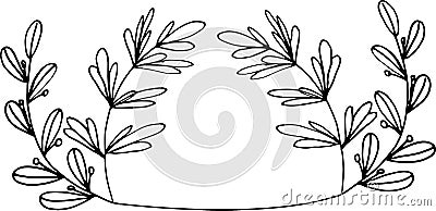 Element with graphic vector black plant with leaves and berries Vector Illustration