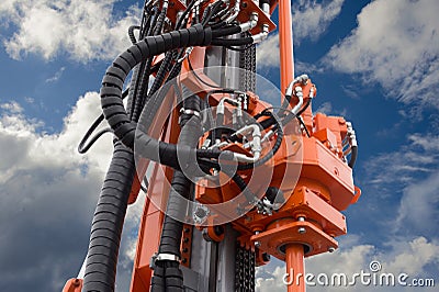 Element of Hydraulic crawler oil drill machine Stock Photo