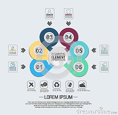 Element for infographic chart template geometric figure overlapping circles Vector Illustration