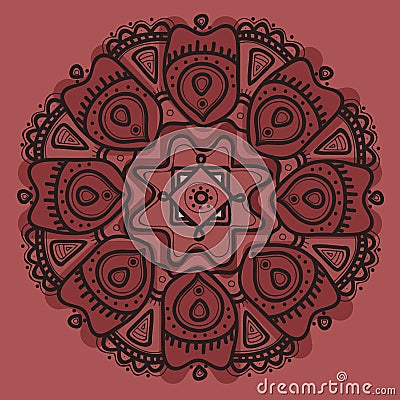 Element seamless pattern. Hand drawn flower mandala. Ethnic ornament. Vector Illustration
