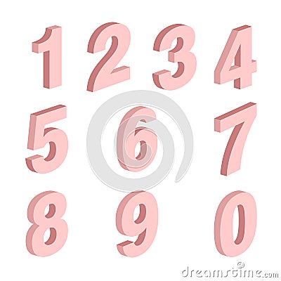 Element set of ten numbers form zero to nine, number design Vector Illustration