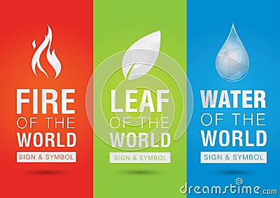 Element of the world, Fire leaf water icon symbol sign. Creative Vector Illustration