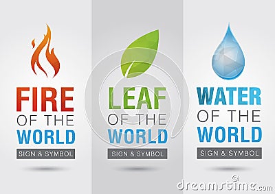 Element of the world, Fire leaf water icon symbol sign. Creative Vector Illustration